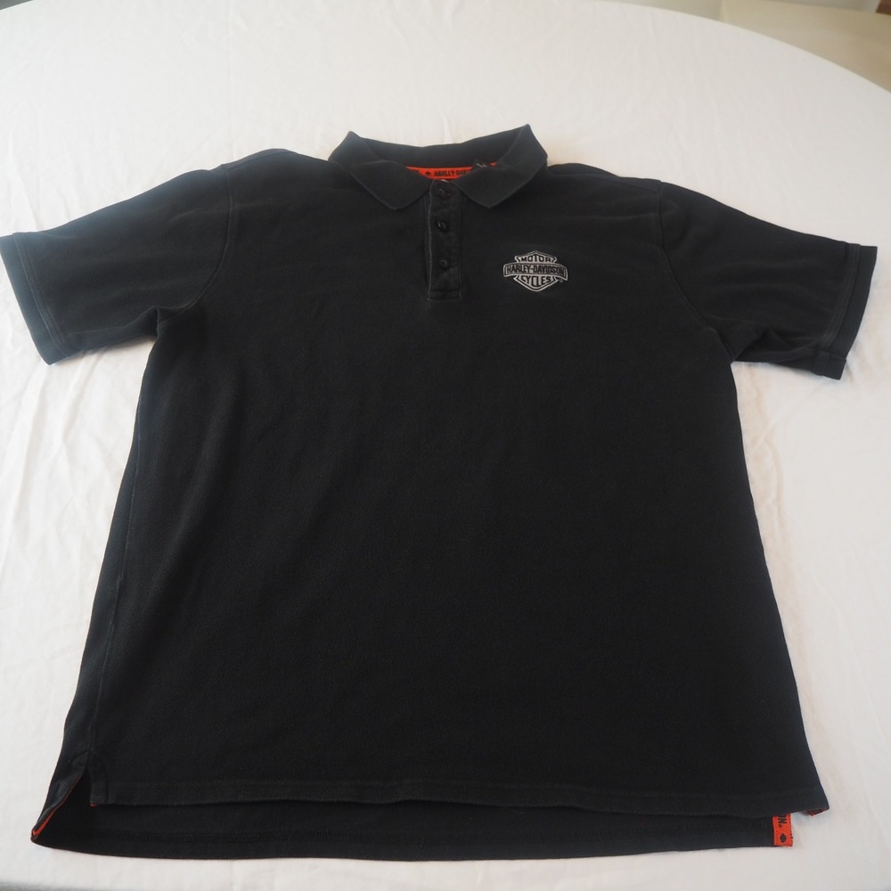 Harley Davidson Polo Golf Shirt Men's XL 100% Cotton Logo Patch Rugby